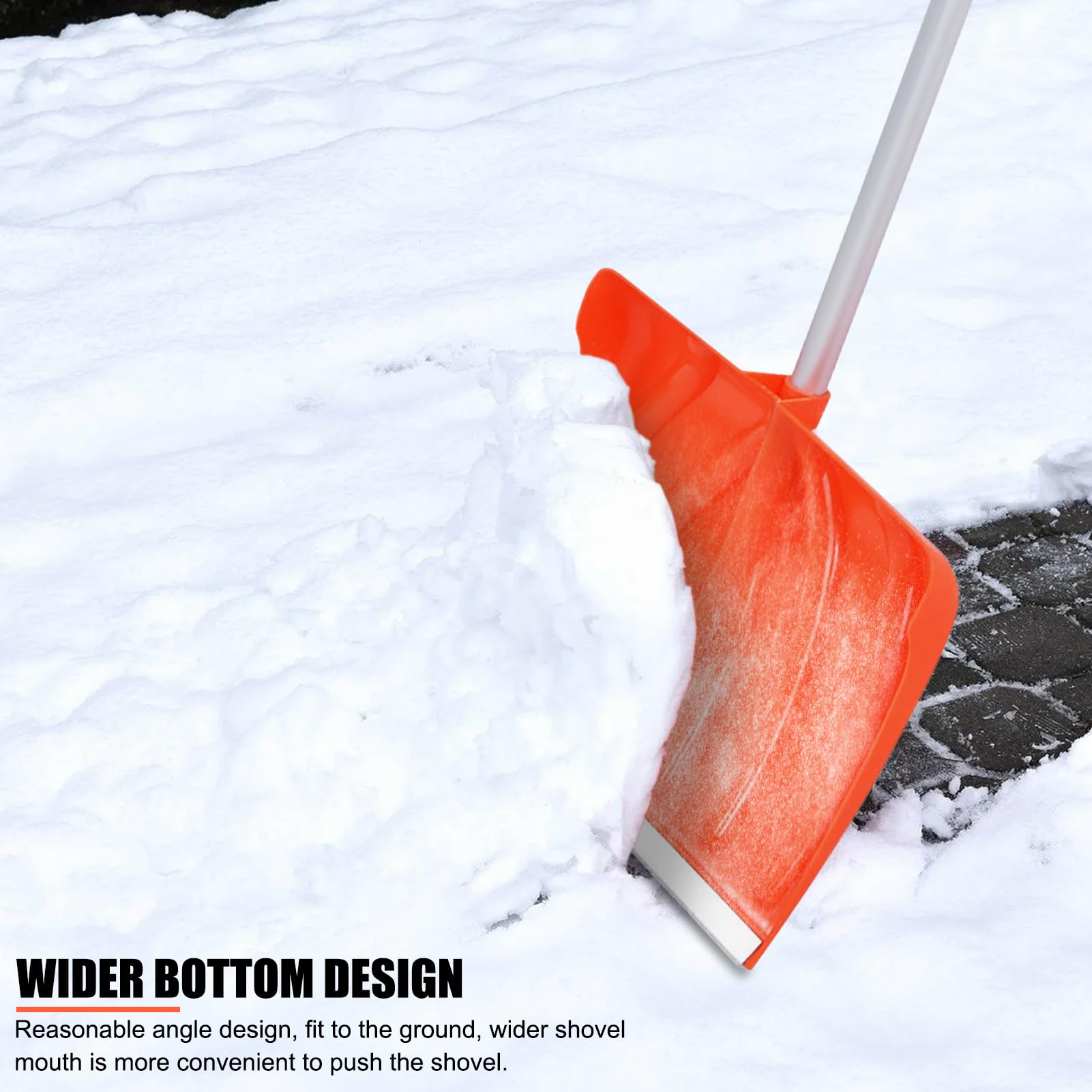 SnowPro Sneeuwschuiver, sneeuwschuiver, sneeuwschuiver voor sneeuwruimen, sneeuwschuiver voor oprit, trottoir, dek, extra breed mes met 2 Ergo-handgrepen