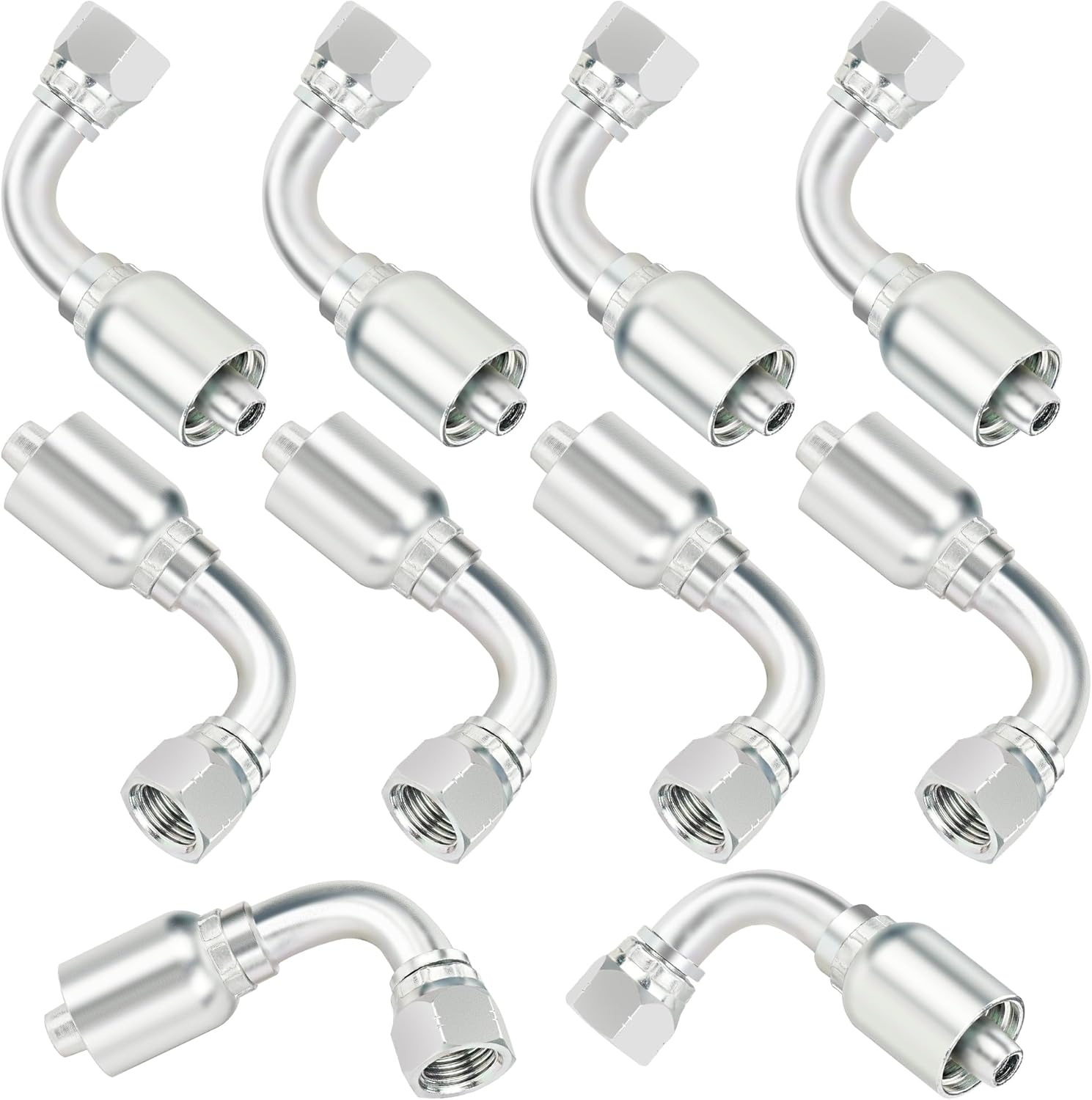 3/8'' Hydraulic Fittings 90 Degree, JIC Hose, Size #06 Single Wire Hydraulic Hose Repair Kit, 10PCS
