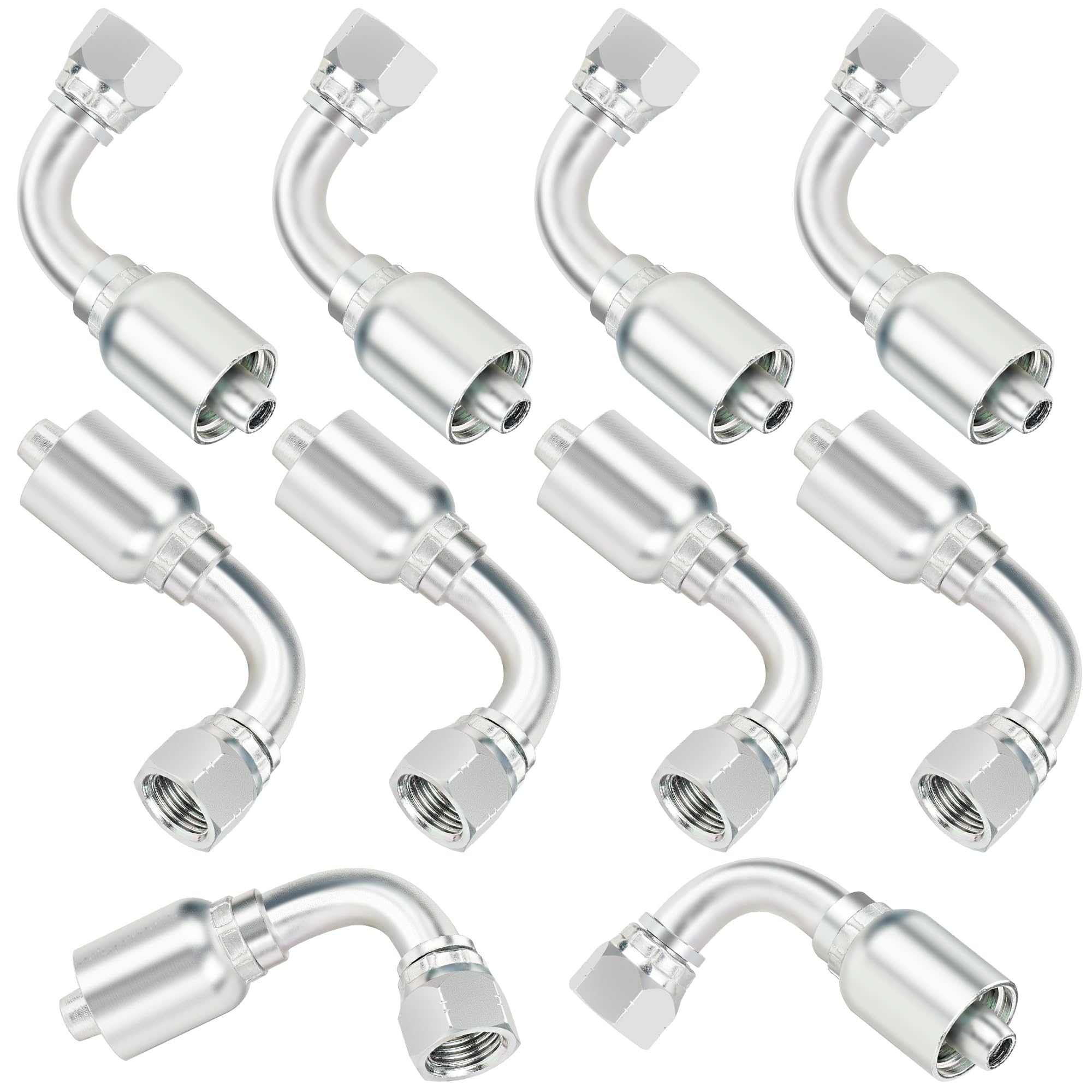 10 Raccordi Idraulici 3/8 JIC 37° Femmina 90° Per Tubo 3/8 – Acciaio
