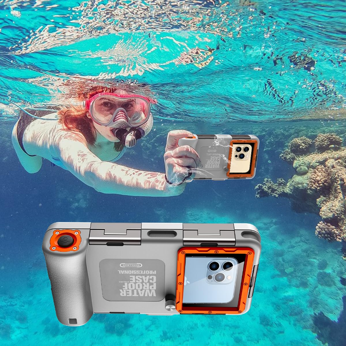 ShellBox wasserdichte Handyhülle Unterwasser für iPhone 17e 17 16 15 Pro Max Samsung S26 S25