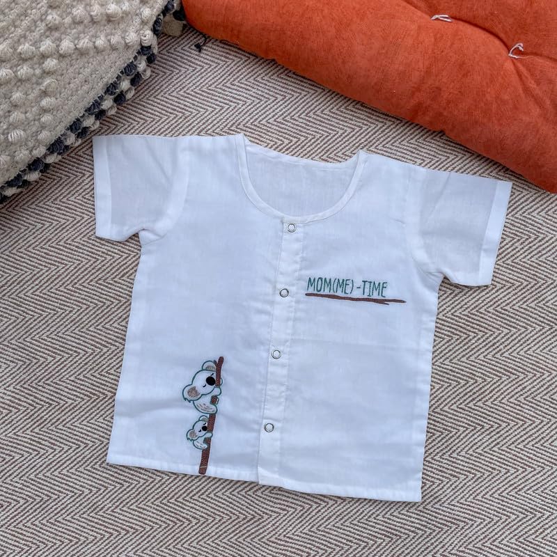 Image of Cotton Jhabla Set for Infants and Toddlers | Snap Buttons Jabla |Soft Mulmul |Breathable and Comfortable | Top with Diaper friendly bottoms