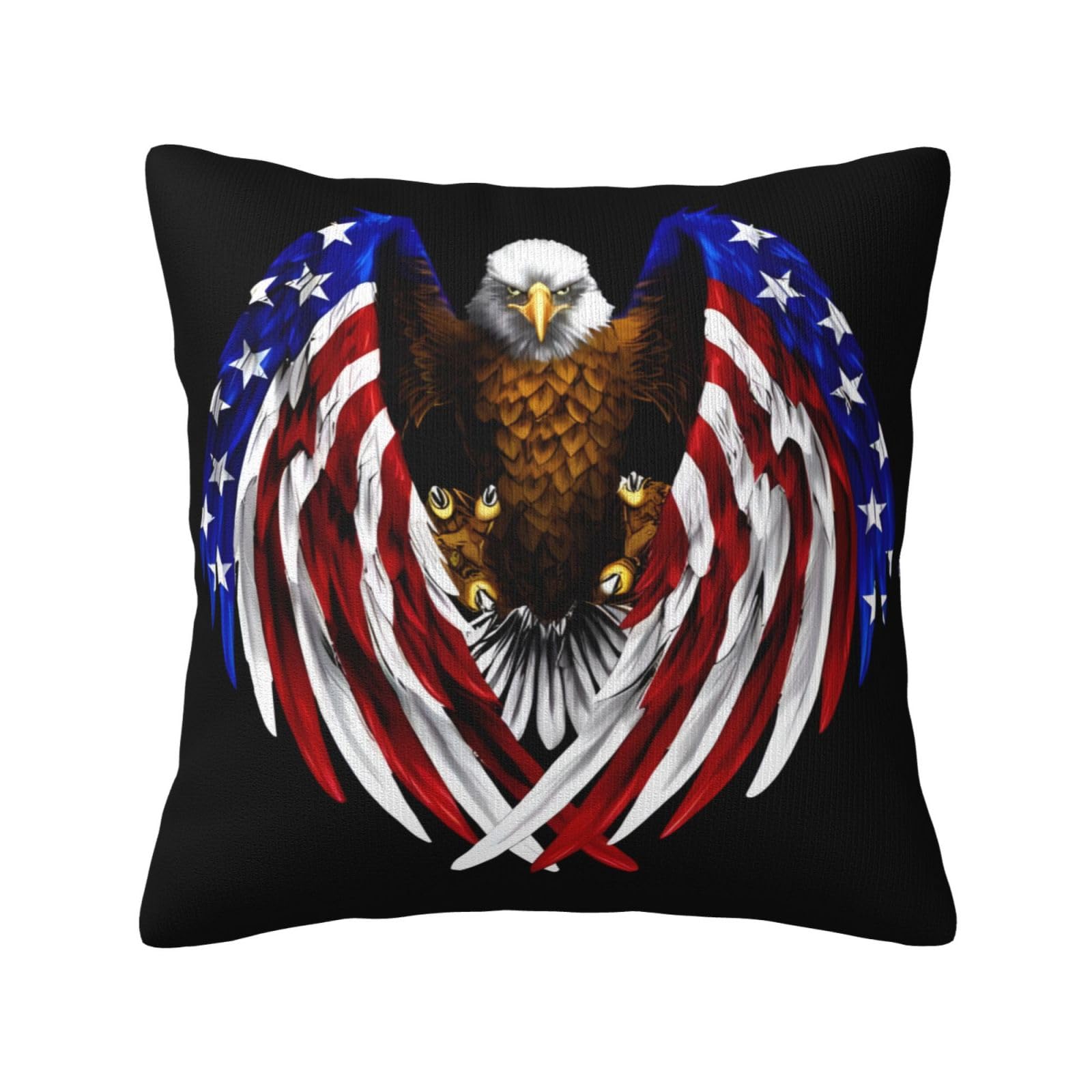 USA Flag Patriotic Eagle Print Decorative Throw Pillow Covers for Sofa, Outdoor and World Cup Celebrations