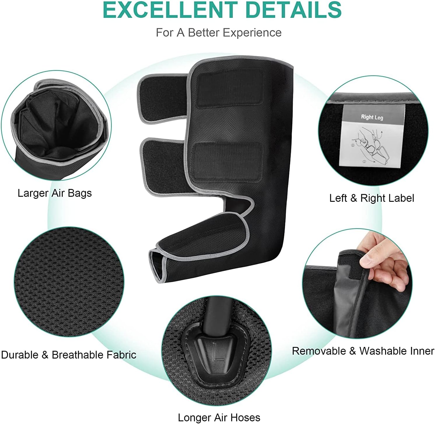 Medcursor Air Compression Leg Massager with Heat, Calf and Foot Massager for Circulation and Fatigue Relief, Home Office Use - 3 Modes, 3 Intensities 2 Heat, Grey : Health & Household