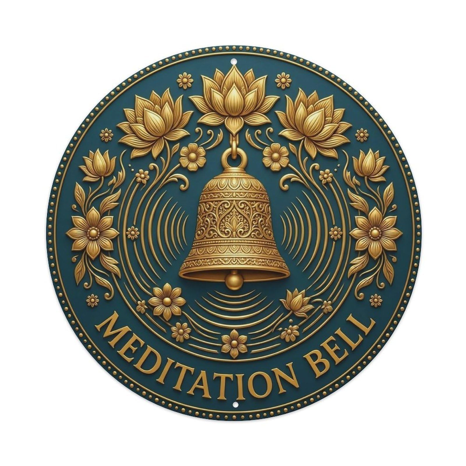 Vintage Meditation Bell Flower Zen Yoga Metal Tin Sign
