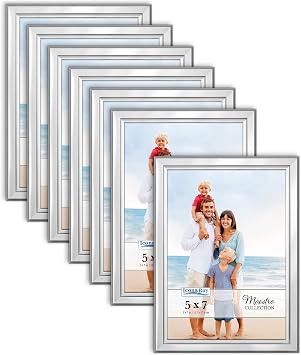 Icona Bay 5x7 Picture Frames Set Silver, 12 Pack, Classy Contemporary Style, Maestro Collection | Icona Bay Classy Contemporary Style Frame Set for Tabletop or Wall Mount, Bulk Photo Holders for Home or Office Gallery