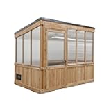 Backyard Discovery Willow 9' x 6' Cedar Wood and Polycarbonate Walk-in Greenhouse Kit with Exhaust Fan, Windows, Hose Hook-Ups, PowerPort, Staging Shelves for Year-Round Outdoor Gardening