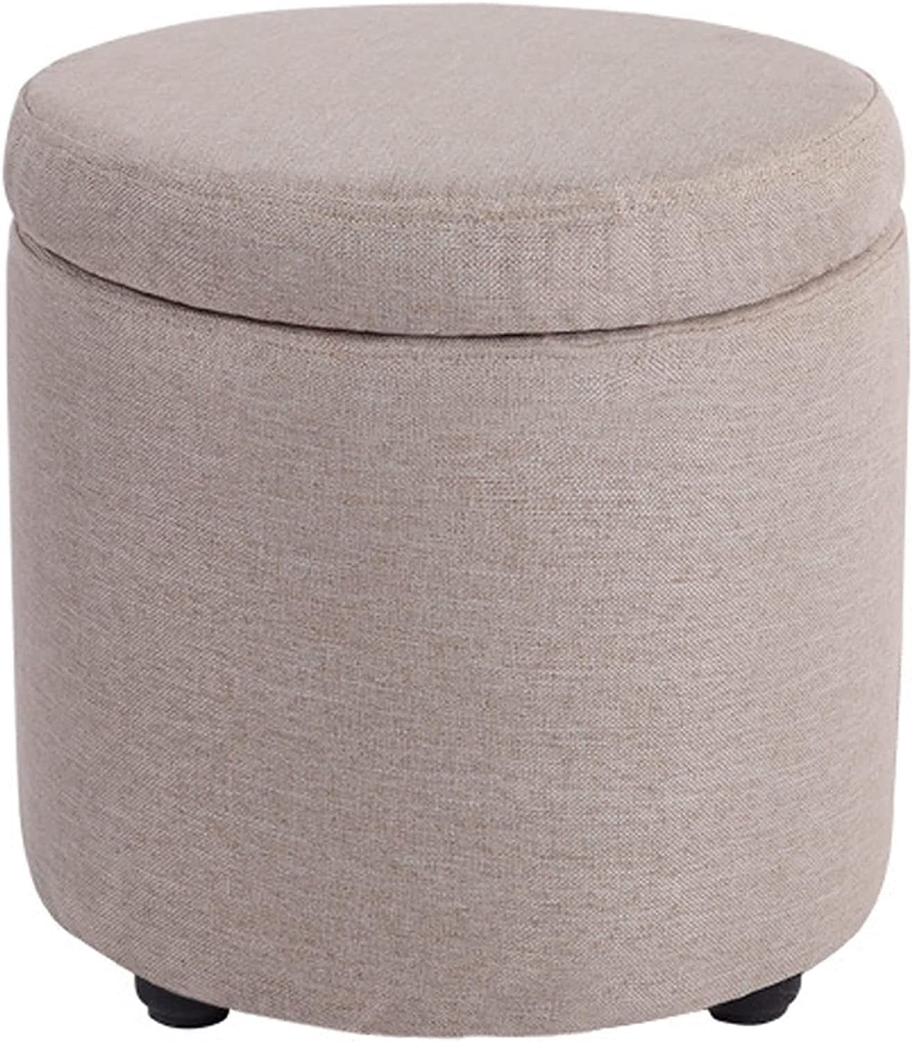 Couvercle amovible et pieds colorés pour cet ottoman de rangement rond avec repose-pieds