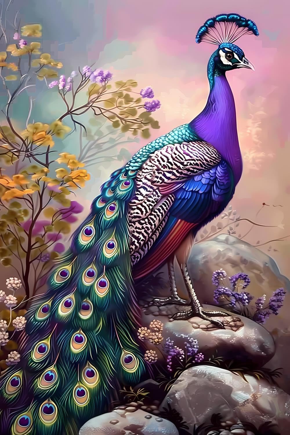 Amazon.com: GUAIEUW Peacock on The Rock Funny Diamond Painting Kit