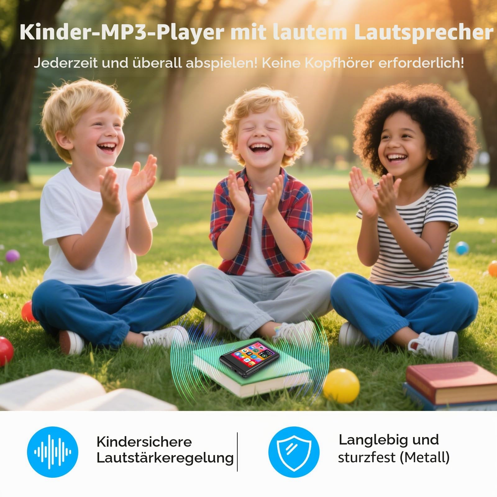Mp3 Player Bluetooth 5.4 mit 2,4-Zoll-Touchscreen,Portable Music Player Kinder with Speaker,FM Radio,Voice Recording,Earphones, Easy to Use,erweiterbar auf bis zu 512 GB