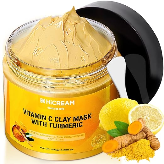 HICREAM Turmeric Vitamin C Clay Mask,Deep Cleansing Facial Mask, Clay Face Mask