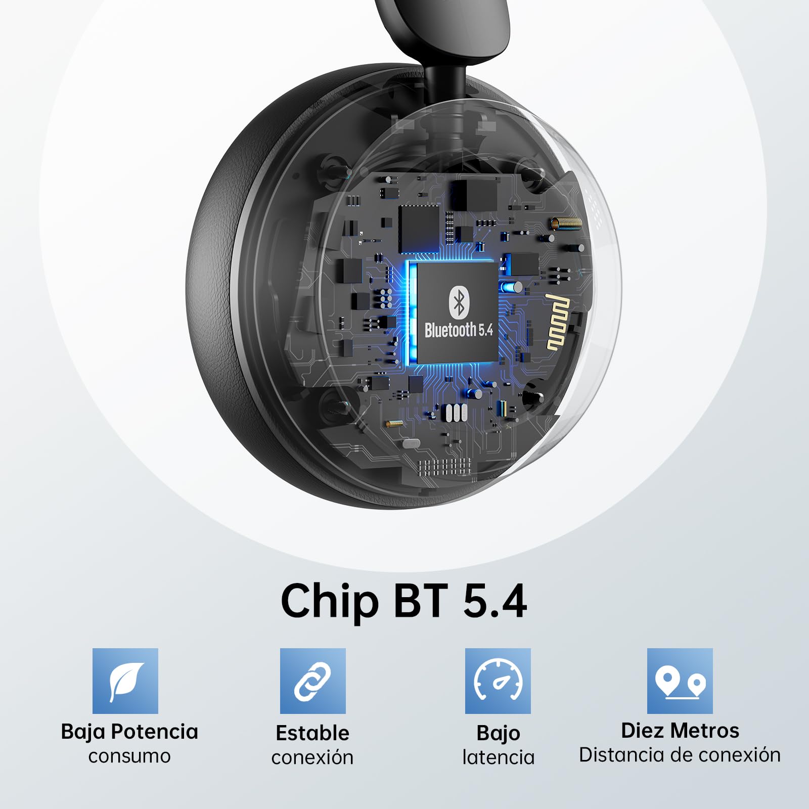 EKSA H35 Auriculares Bluetooth, Cascos Inalámbricos con Micrófono, [25H Batería y 169 g ], Auriculares con Cancelación de Ruido ENC AI, Wireless Headset PC, para Teletrabajo/Cell Center/Oficina