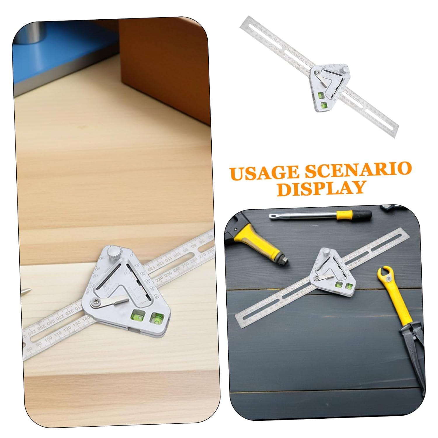 SEWACC Multifunctional Carpenter Square Woodworking Measuring Ruler Stainless Steel Adjustable Angle Level Tool for Framing and Carpentry Tasks