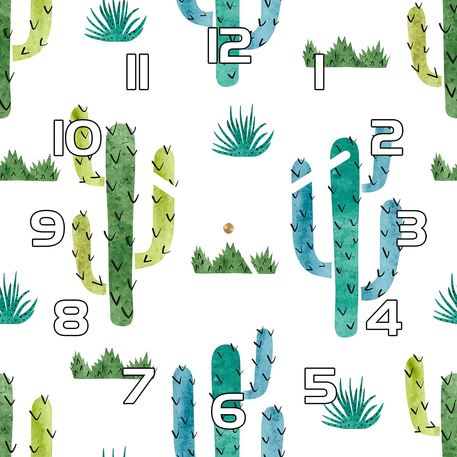 Horloge murale cuisine cactus en verre de sécurité 30x30 cm pour déco tendance