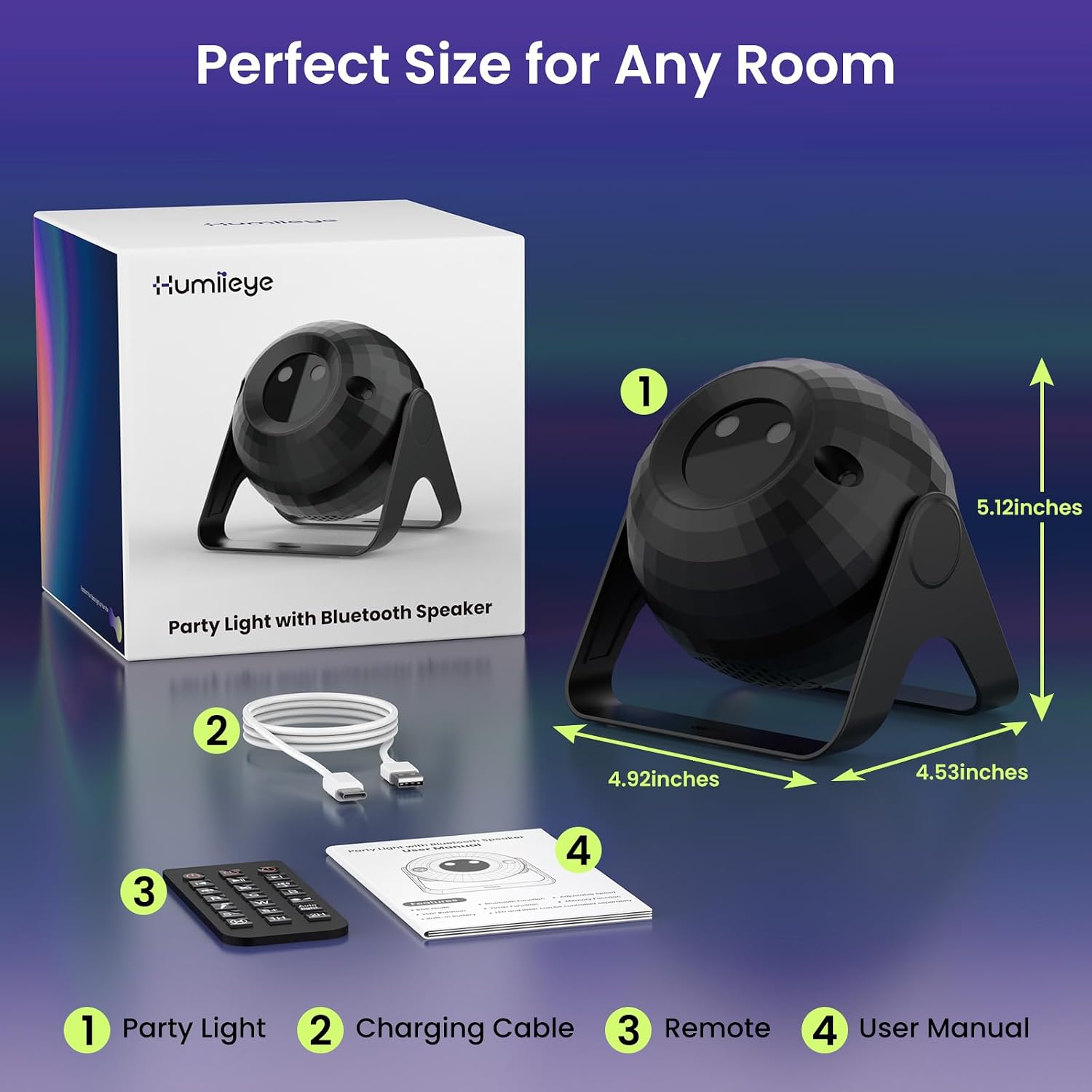 HUMIIEYE Disco Ball Lights for Parties, DJ Party Strobe Light Projector | Bluetooth Music Activated, Battery Powered, Remote Control, Ambient Mood Light for Indoor Birthday Club Dance Christmas 9 71II1M8ybSL. AC SL1500