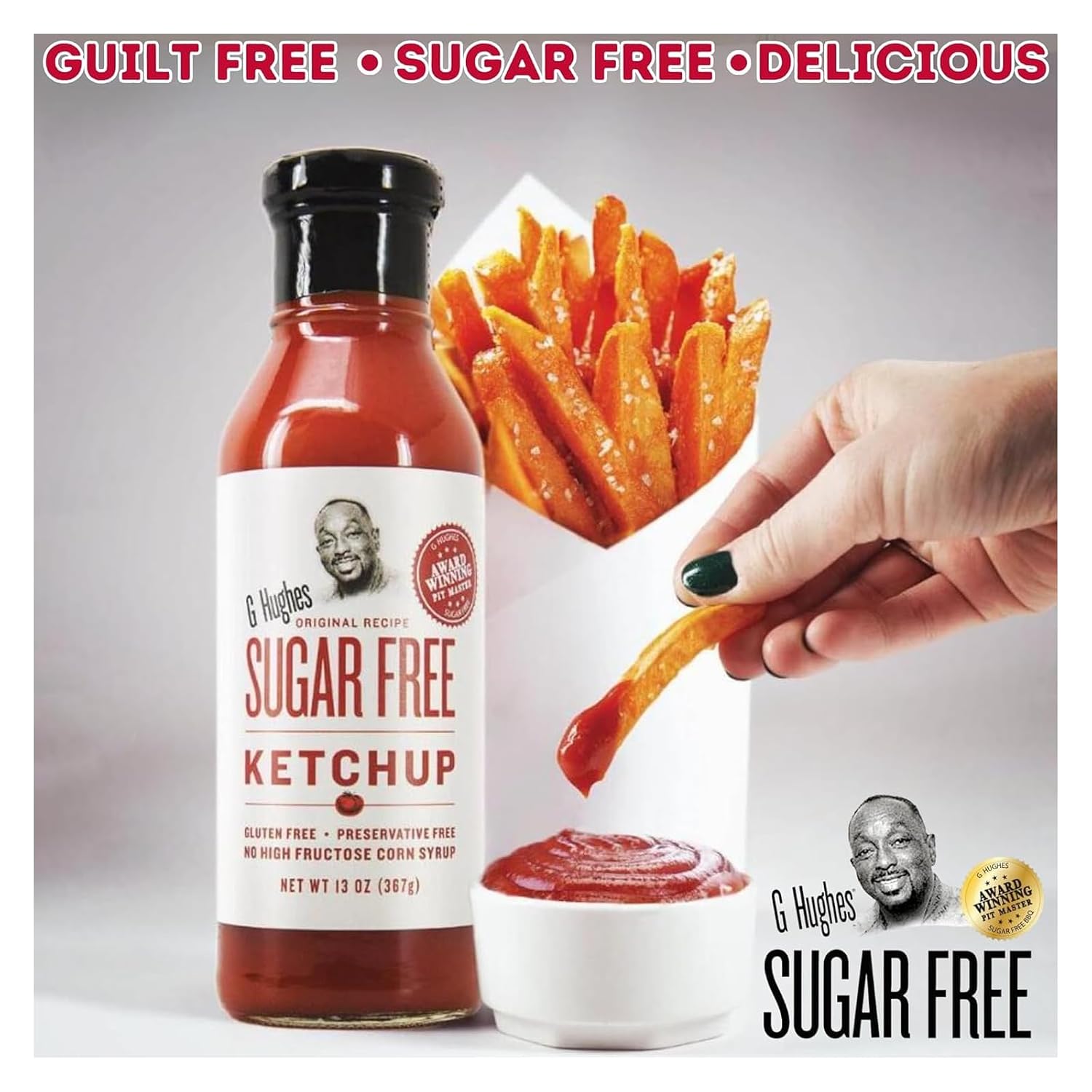G Hughes Sugar Free Ketchup, Low Carb, Gluten Free - 13 Oz (3-Pack) image 5