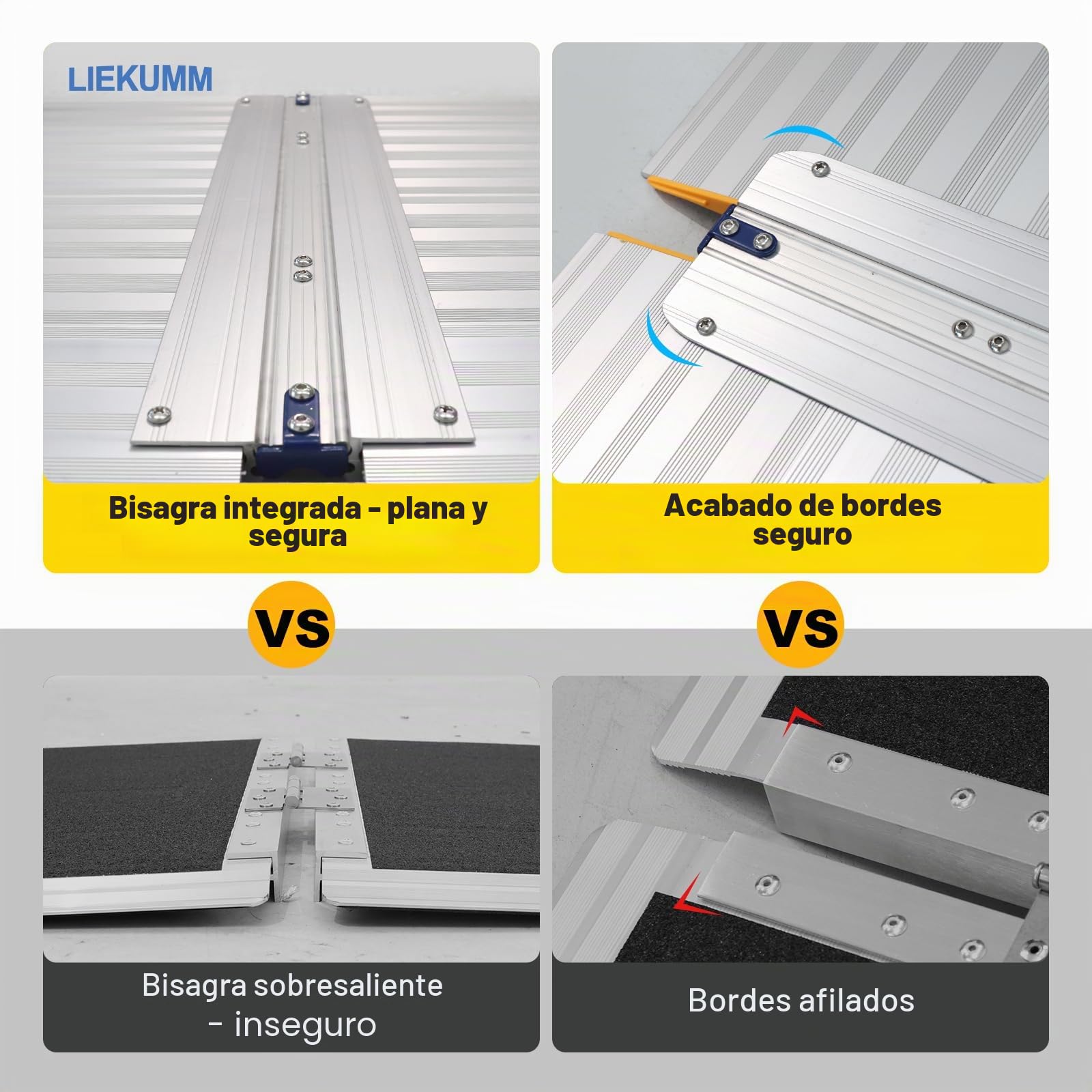 LIEKUMM Rampas para Silla de Ruedas Plegable 66 x 85 cm, Aluminio Rampa para Discapacitados para escaleras,Umbral, Capacidad 400 kg, Superficie Antideslizante