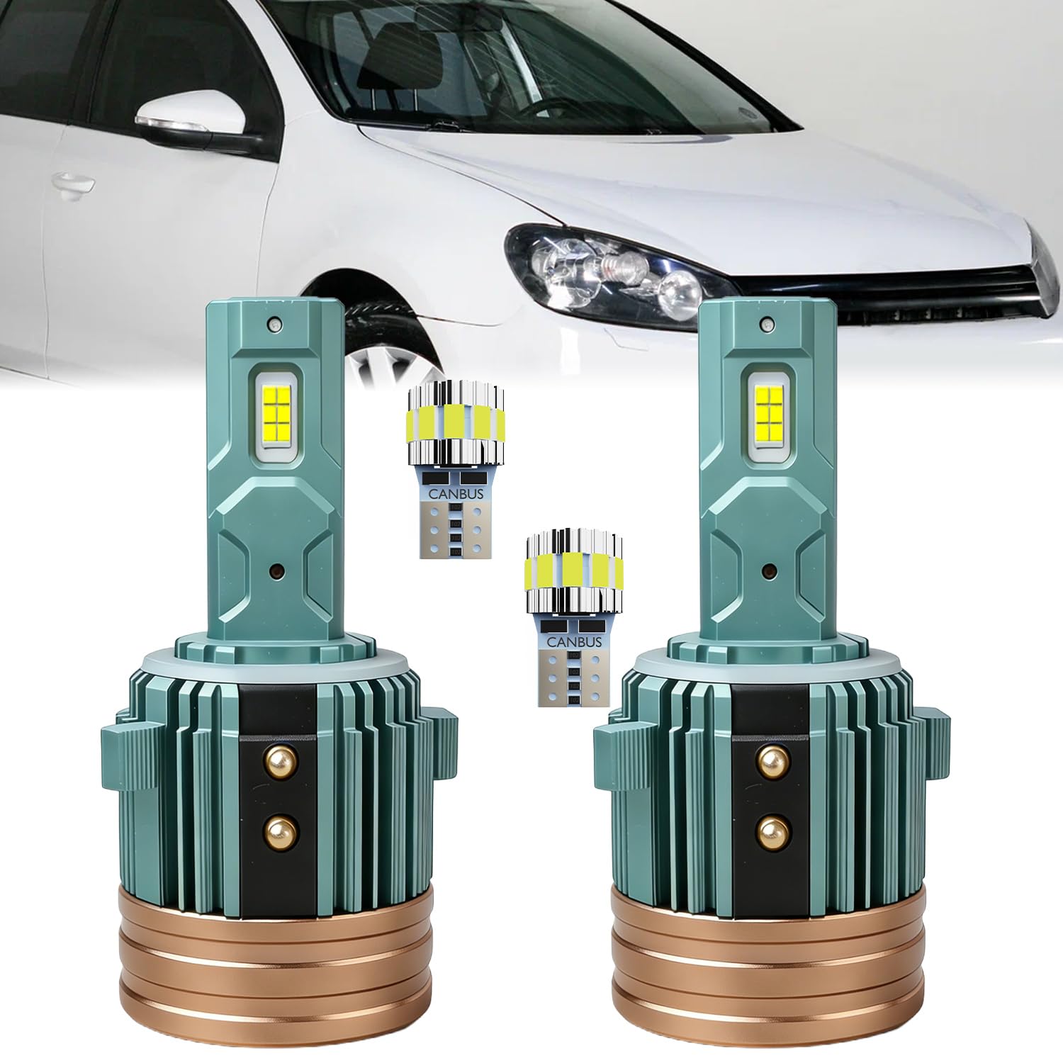 For Volkswagen Golf 2010-2017 Light Bulbs, Hi-Lo Beam And License Plate Light Combo, Plug-and-Play Installation, 4 Pack