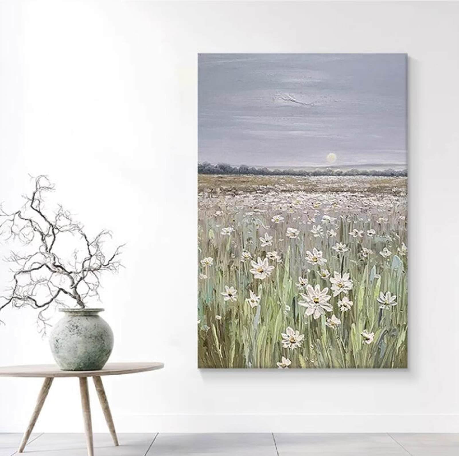 Peinture à l'huile marguerite sur toile pour fond de canapé et décor salon