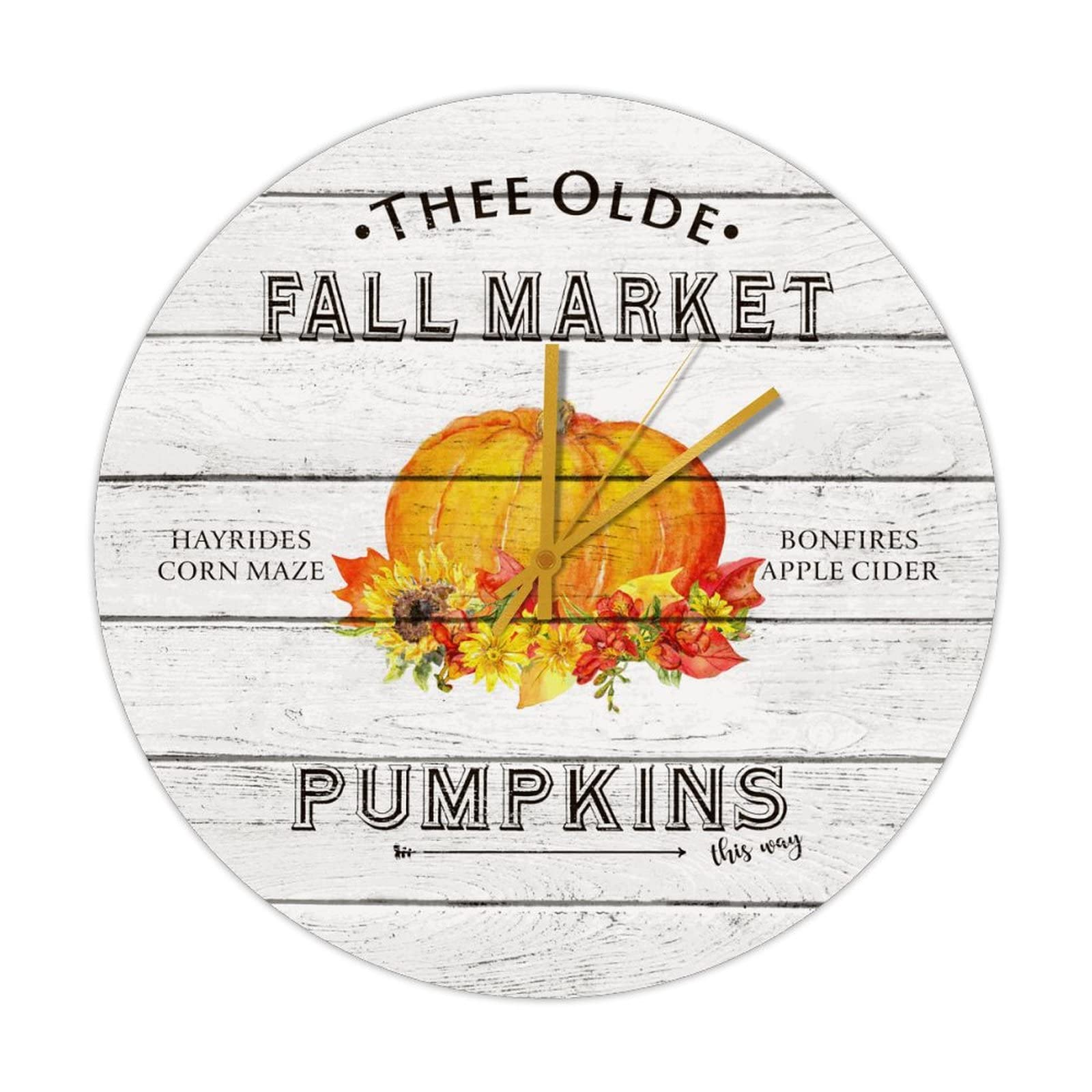 Horloge de cuisine marché d'automne en bois rétro pour décorer votre intérieur