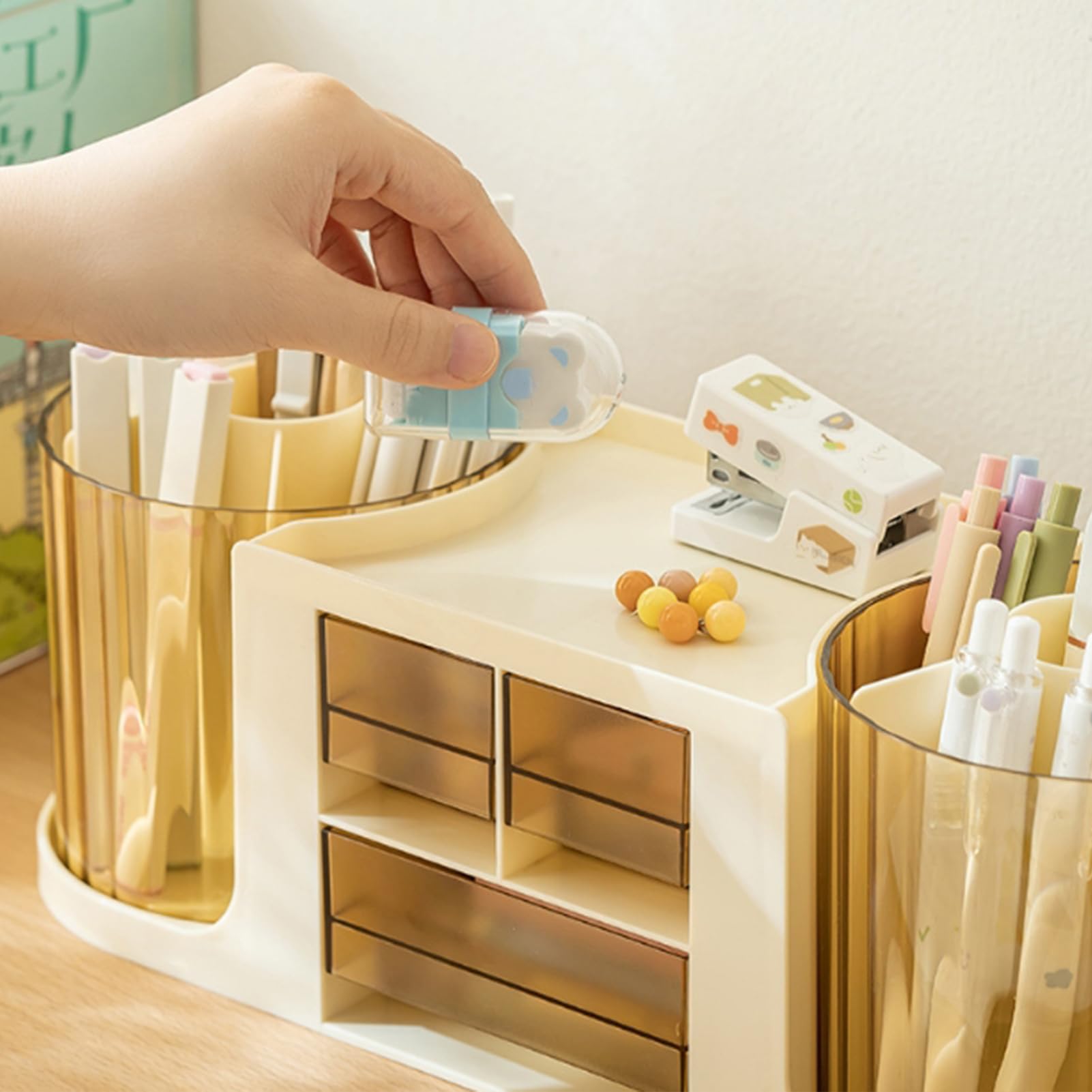 BSU] Stationery Organizer White Transparent Drawer Desk Box Kotak Simpan Barang Kemas Alat Tulis Lutsinar Putih Arnab I.170144019