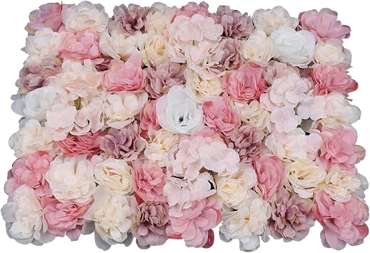 12 Pcs Artificial Flowers Wall Romantic Flower Wall for Background Decoration Silk Flower Panel Hanging Wedding Venue Main Road Decor Silk Flower Panels for Photo Backdrop
