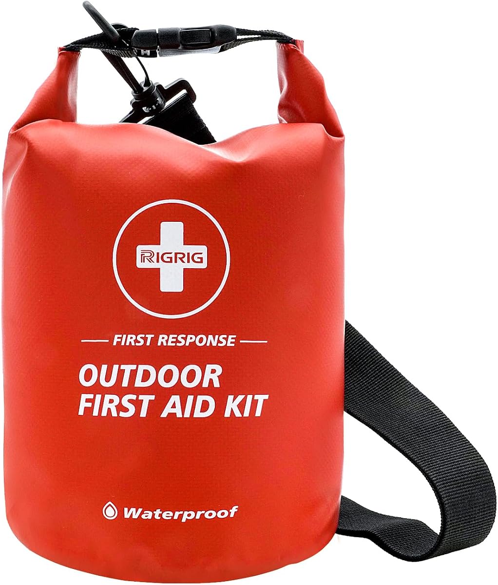 Waterproof First Aid Kit 186 Pcs Survival Gear, Portable Small Boat Dry Bag Bug Out Bags, Emergencies Medical Kit Ideal for Boating, Fishing, Hiking, Camping, Kayaking (Red)