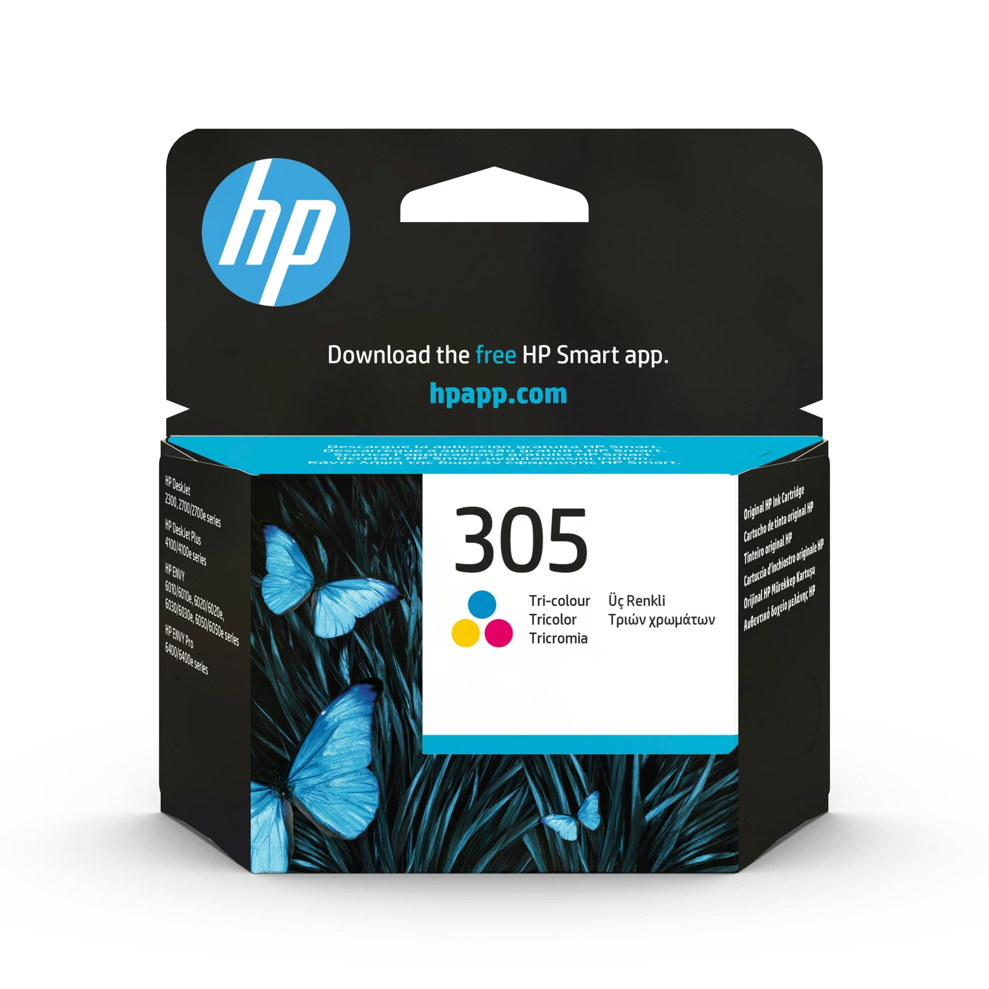 HP 305 3YM60AE, Tricolor, Cartucho de Tinta Original, Compatible con impresoras de inyección de Tinta DeskJet 2700, 2730, 4100, 4134, Envy Serie 6020, 6030, 6420, 6430