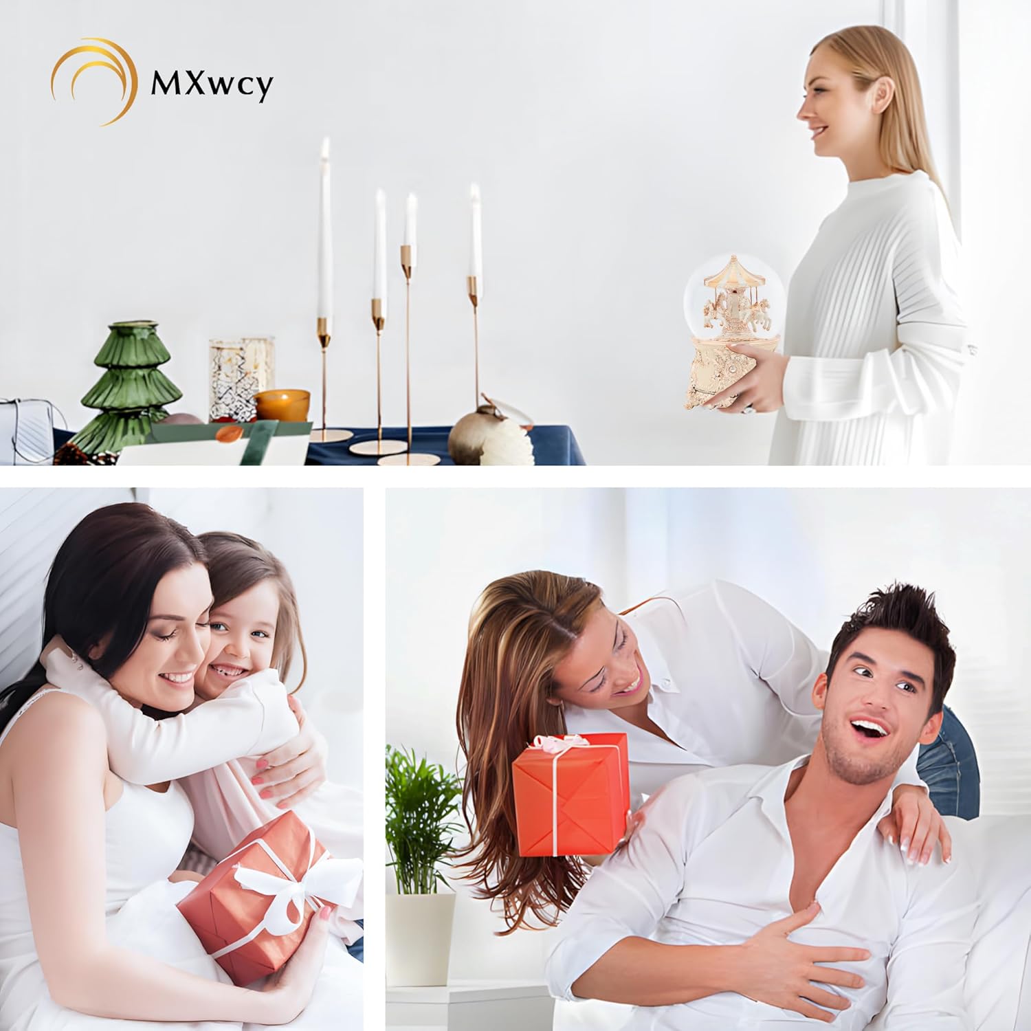 Carousel Music Box Rose Gold Christmas Snow Globes, 7.1" Glass Rotate Carousel Snow Globe for Kids & Adults, Classic Wind up Musical Snow Globe Valentines Day Gifts, Carousel Horse Home Decor - Image 7