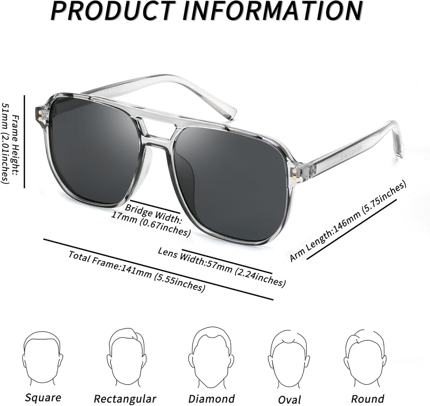 FEISEDY Retro Square Aviator Sunglasses Women Men 70s Vintage Trendy Plastic Frame Sun Glasses B2835 - Image 5