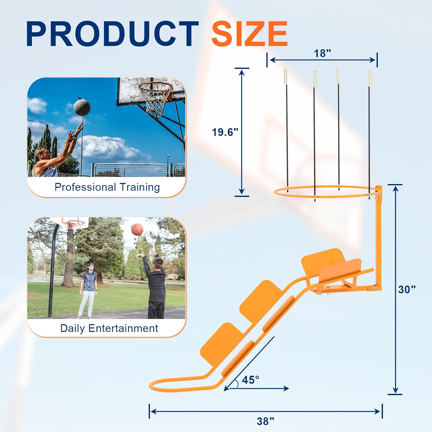 Steel Basketball Rebound System - 180° Rotatable Ball Rebound Attachment, Suitable for Indoor/Outdoor Hoops | Time-Saving Shooting Training Accessory