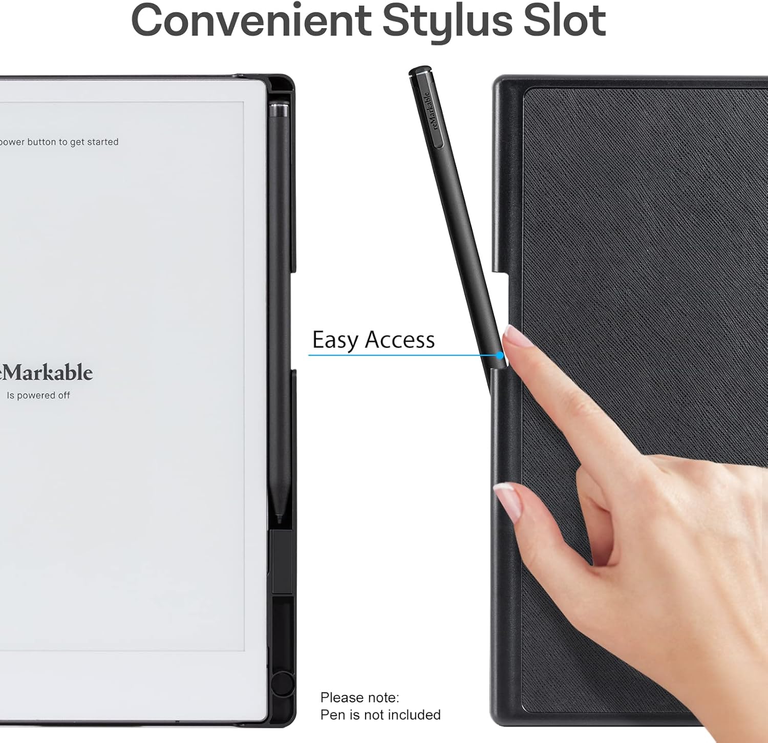 CoBak Case for Remarkable 2 Paper Tablet with Two Viewing Angles- Lightweight and Hard Back Shell Protective Book Folio Cover with Built-in Pen Holder - for 10.3" 2020 Released (with Stand Black) - Image 2