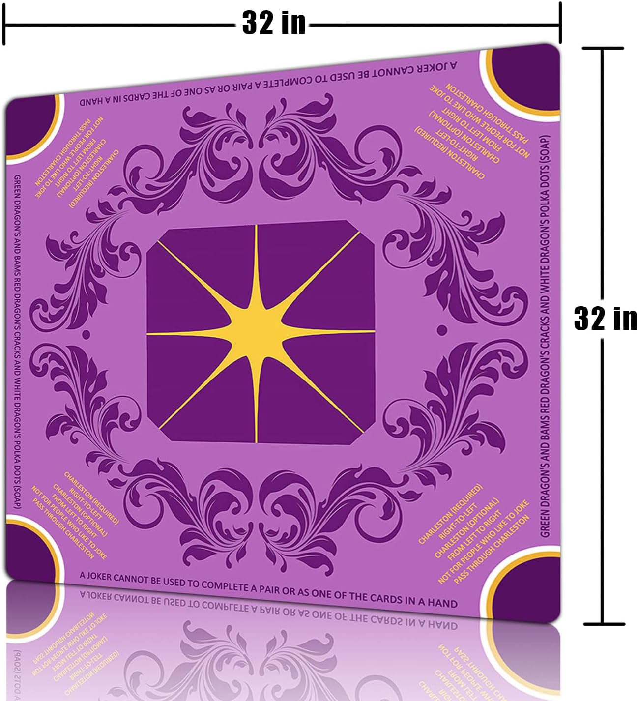 YUEWO Mahjong Mat for Table 32x32in Natural Rubber 3mm Thickened Non-Slip Gaming Mat-Lock-Stitched Edges Noise Reduction Table Cover for Mahjong,Poker,Board Games&Family Gatherings (Purple)