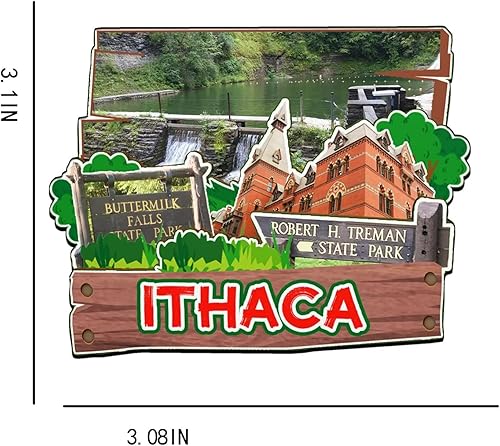 Miniatura 3 de Imán de madera para nevera de Ithaca New York USA 3D, monumentos de viaje, coleccionables, recuerdos, decoración hecha a mano -2530