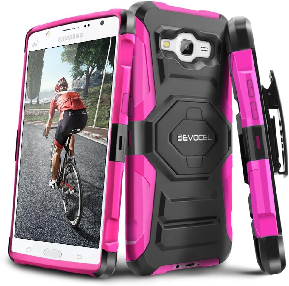 Galaxy J7 (2015) Case, Evocel [New Generation Series] Belt Clip Holster, Kickstand, & Dual Layer for Samsung Galaxy J7 (Model No J700), Pink (EVO-SAMJ7-XX05)