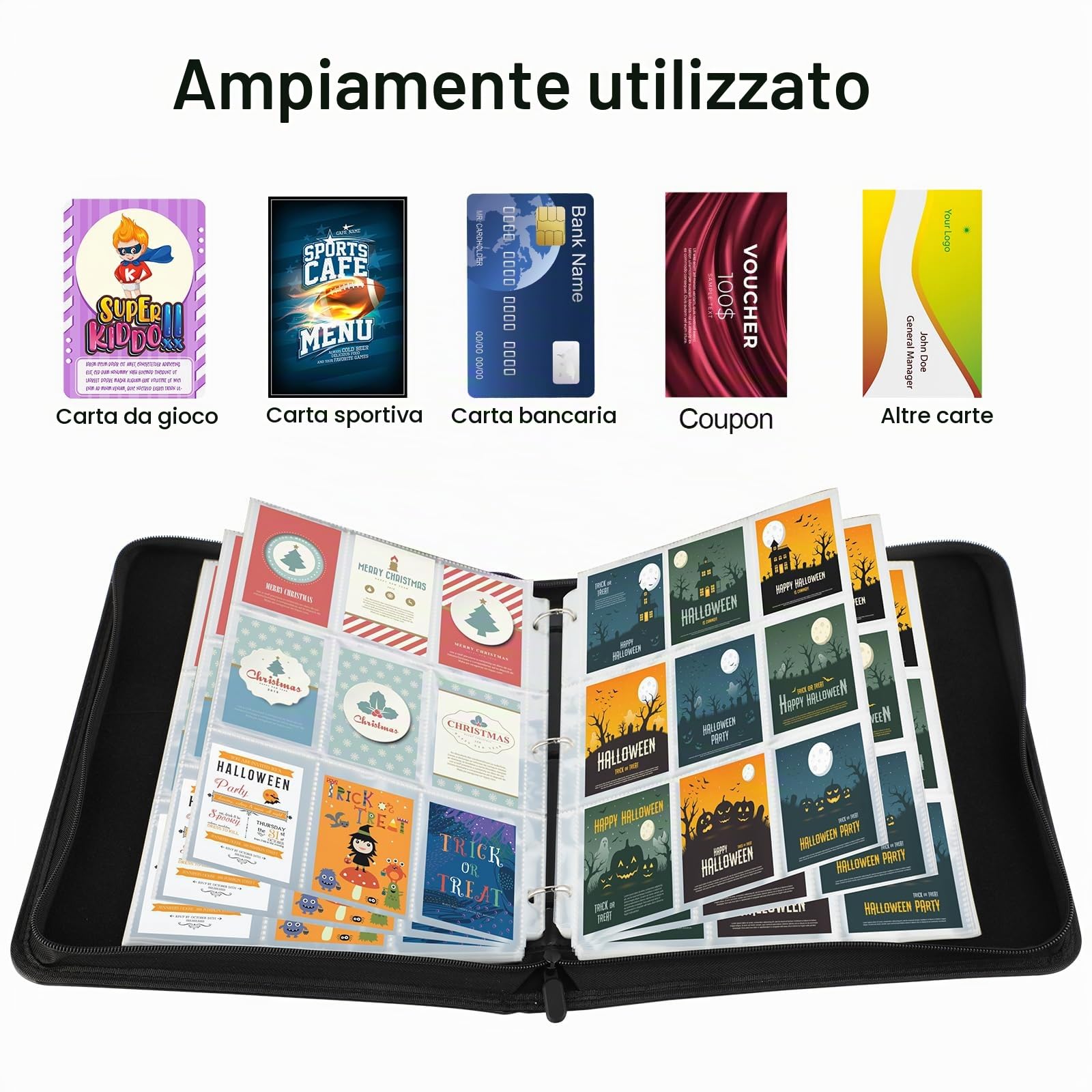 Raccoglitore Carte, Album di Carte, Album carte Pokémon album per collezionismo,50 pagine con 900 tasche, di alta qualità, adatto per bambini e collezionisti(Smoothblack)