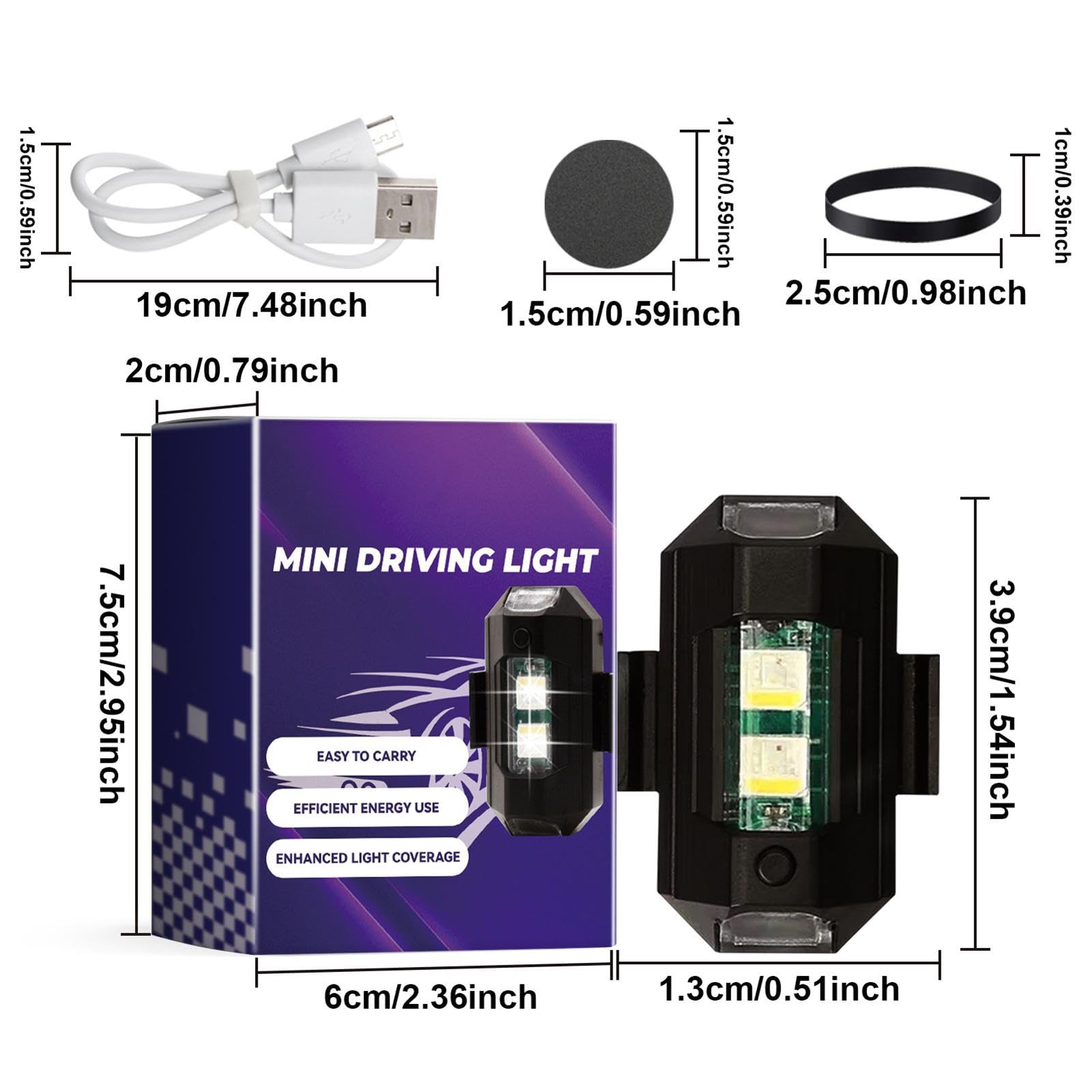 lampe LED pour moto, lampe rechargeable pour moto | Projecteur de pare-chocs de lumière de calandre LED pour moto,Lampe de nuit haute luminosité pour les déplacements domicile-travail et l'a