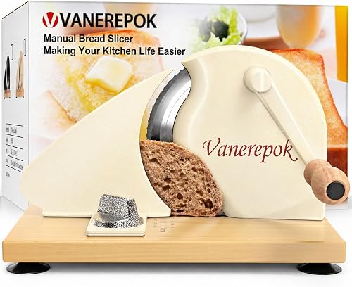 vanerepok Manual Bread Slicer Adjustable Thickness for Homemade Sourdough