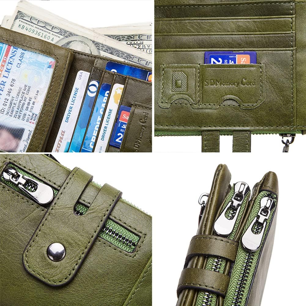 boshiho Genuine Leather Bifold Chain Wallet for Men RFID Blocking image 4