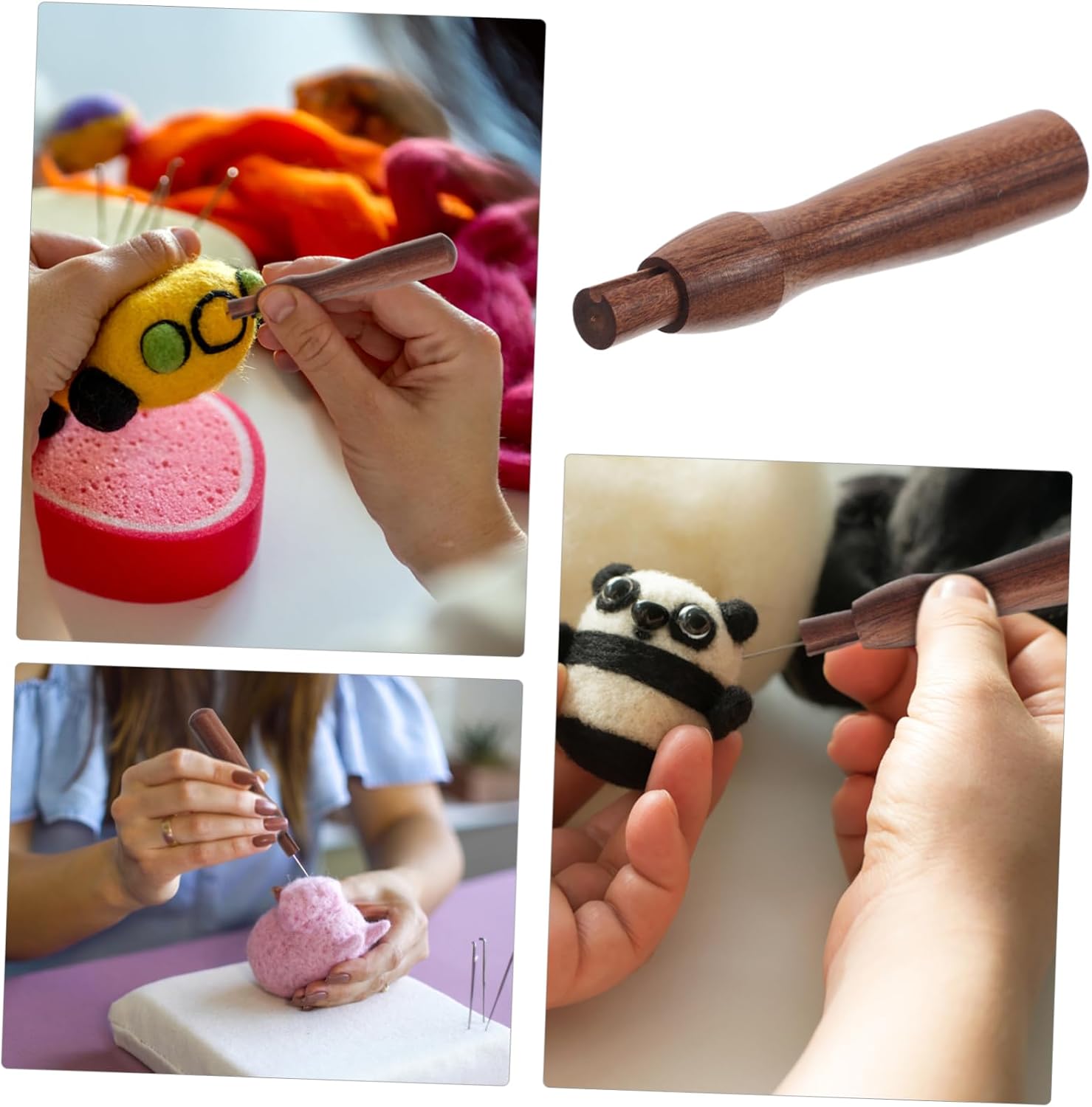 ULDIGI Wooden Handle Felting Needle Tool Durable Multi-Function Replacement for Wool Crafts for Needle Felted Art and Decorative Projects Easy Grip for Beginners and Experienced
