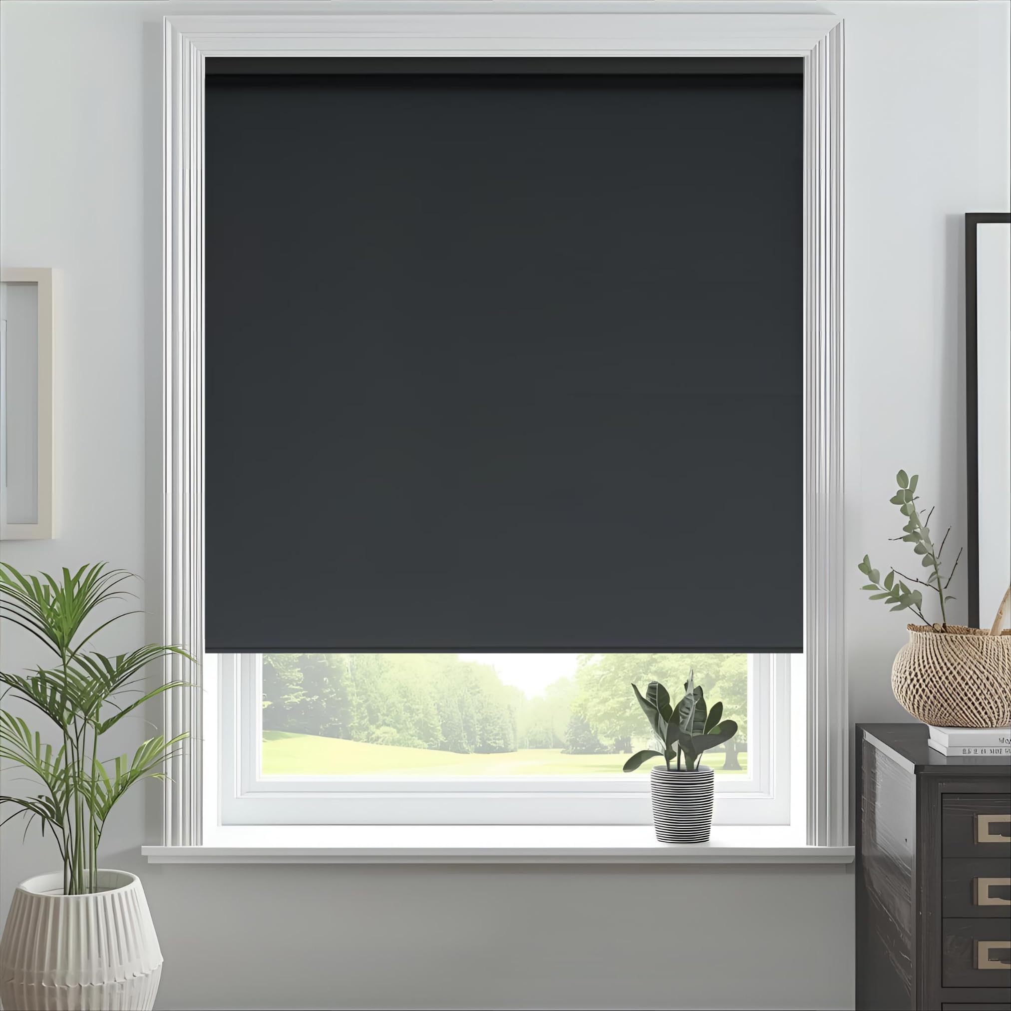 J.Din Made To Measure Roller Blinds, Thermal Blackout Roller Blind, Easy Fit Insulated UV Protection Child Safe Home Office Window Blinds, Dark Grey 60W x 165H cm
