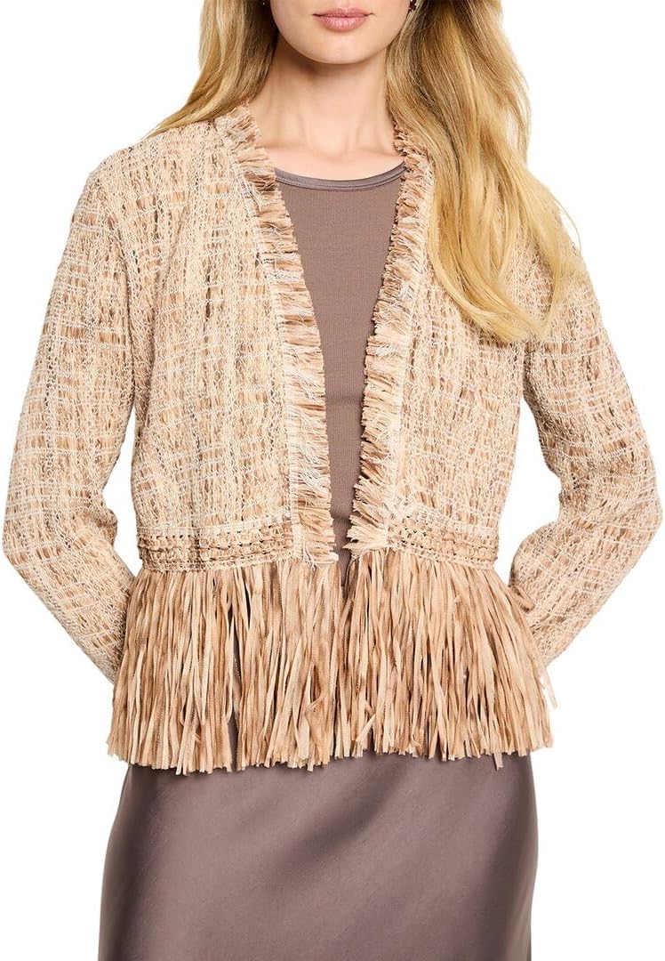 NIC+ZOE Womens Cork Fringe Knit Jacket