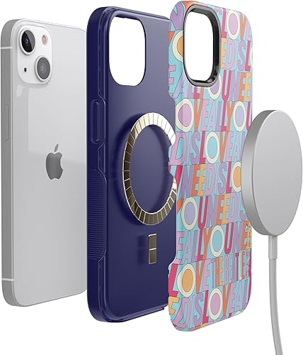 Vista 540 de Casely Funda para iPhone 13 Compatible con MagSafe Color Splash de medianoche Funda retro abstracta Color de medianoche Splash Abstracto