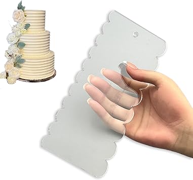 CakeSafe CLEAR ACRYLIC Micki 8 Inch Decorating Comb, Unique Cake Comb For Decoration, Frosting And Buttercream Tools...