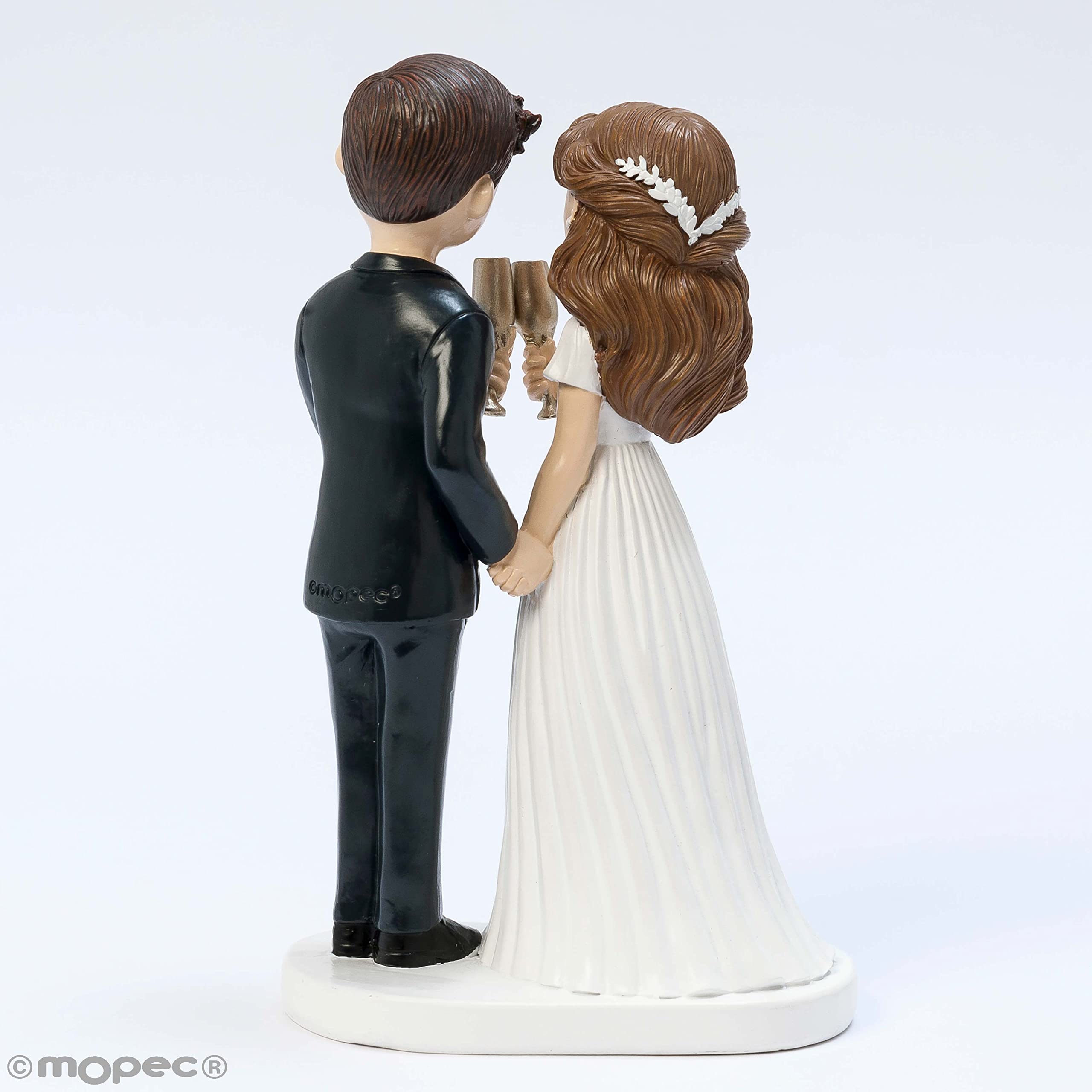 Mopec Y218 Figura Tarta Novios Brindis, Novio Moreno 19,5 x 11,8cm.