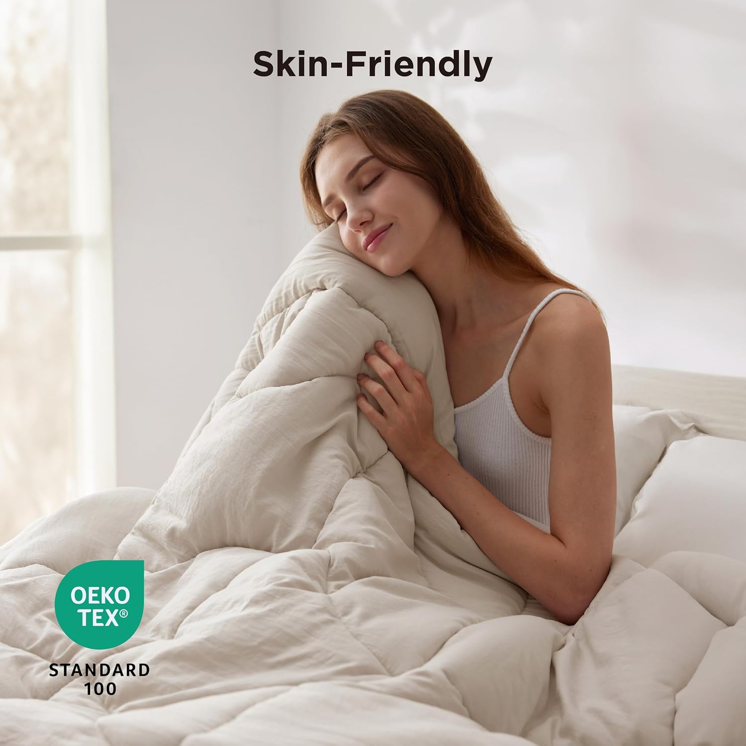 Bedsure King Comforter - Comforter King Size for All Season, Ultra-Soft Down Alternative & Prewashed Duvet Insert with 4 Tabs - Machine Washable, Linen, 90x102 Inches - Image 9