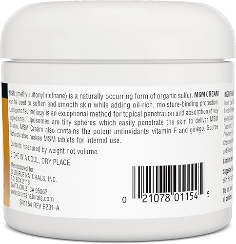 Miniatura 2 de Source Naturals MSM Cream, entrega liposomal avanzada, 4 onzas