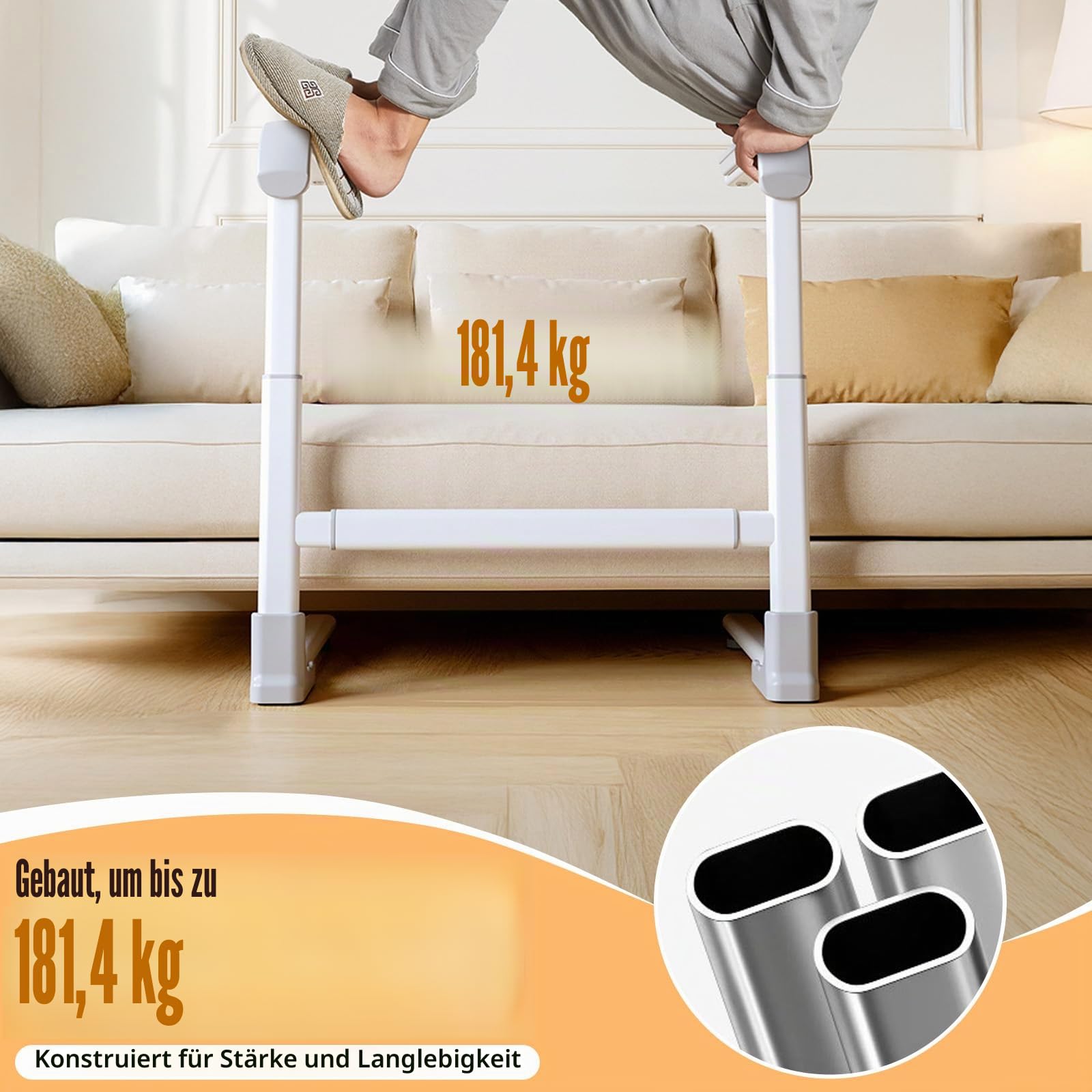 Aufstehhilfe Sofa für Senioren, 3-Fach Höhenverstellbar & 2-Fach Breitenverstellbare Couch-Hebehilfe mit Sicherheitsgriff & Anti-Rutsch-Füßen, Stabile Sitzerhöhung & Aufstehhilfe für Senioren