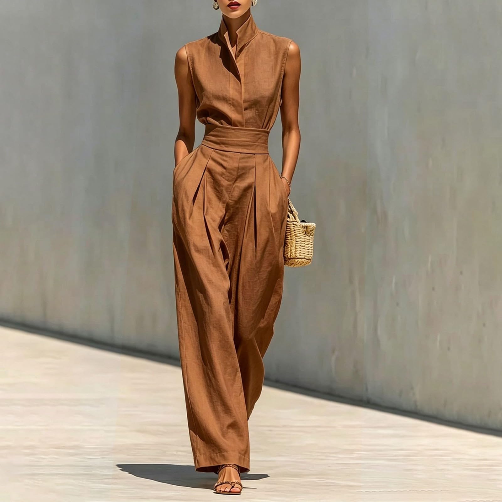 Mono para mujer, elegante, festivo, para bodas, sin mangas, para negocios