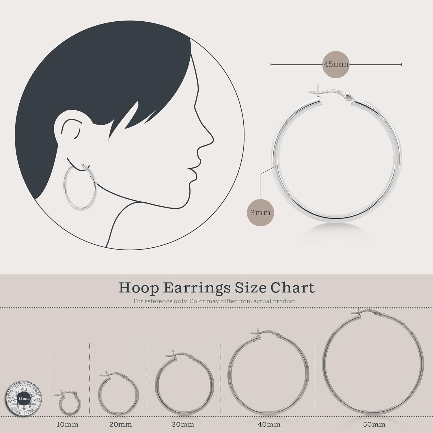 Kezef 3mm 925 Sterling Silver Hoop Earrings for Women| Hypoallergenic Lightweight - Image 4