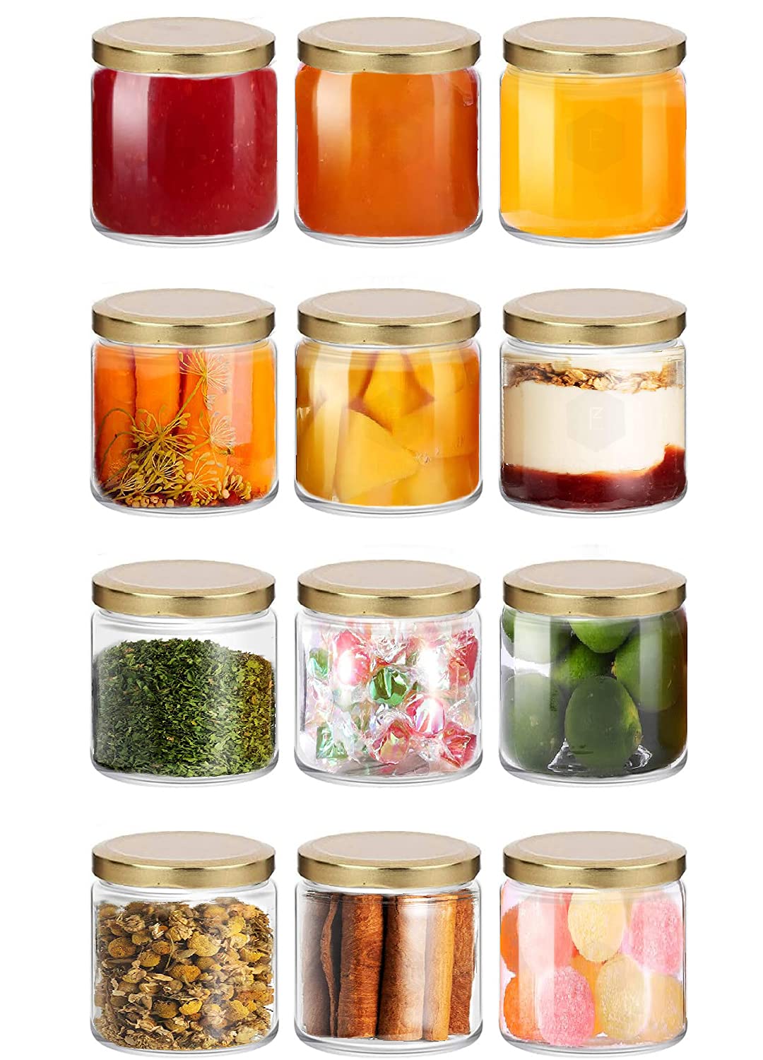 EVOQISSalsa Glass Jar and Container with Rust Proof Air Tight Lid Kitchecn Storage Container Set/Jar Set For Diwali Gift Glass Jar Set Multipurposr Jar Set 200 ML || Pack of 12